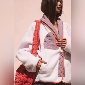 NWT Free People Hit The Slopes Shawl Jacket In Pinky Fuschia Combo